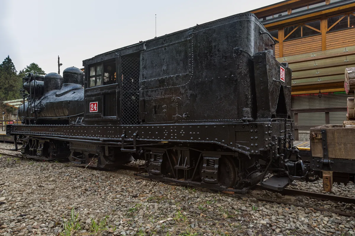 The Alishan forest railway climbing through cypress forest